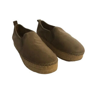 Sam EDELMAN Sz 6 "Carrin" Women's Taupe Suede Leather Platform Espadrille Flat